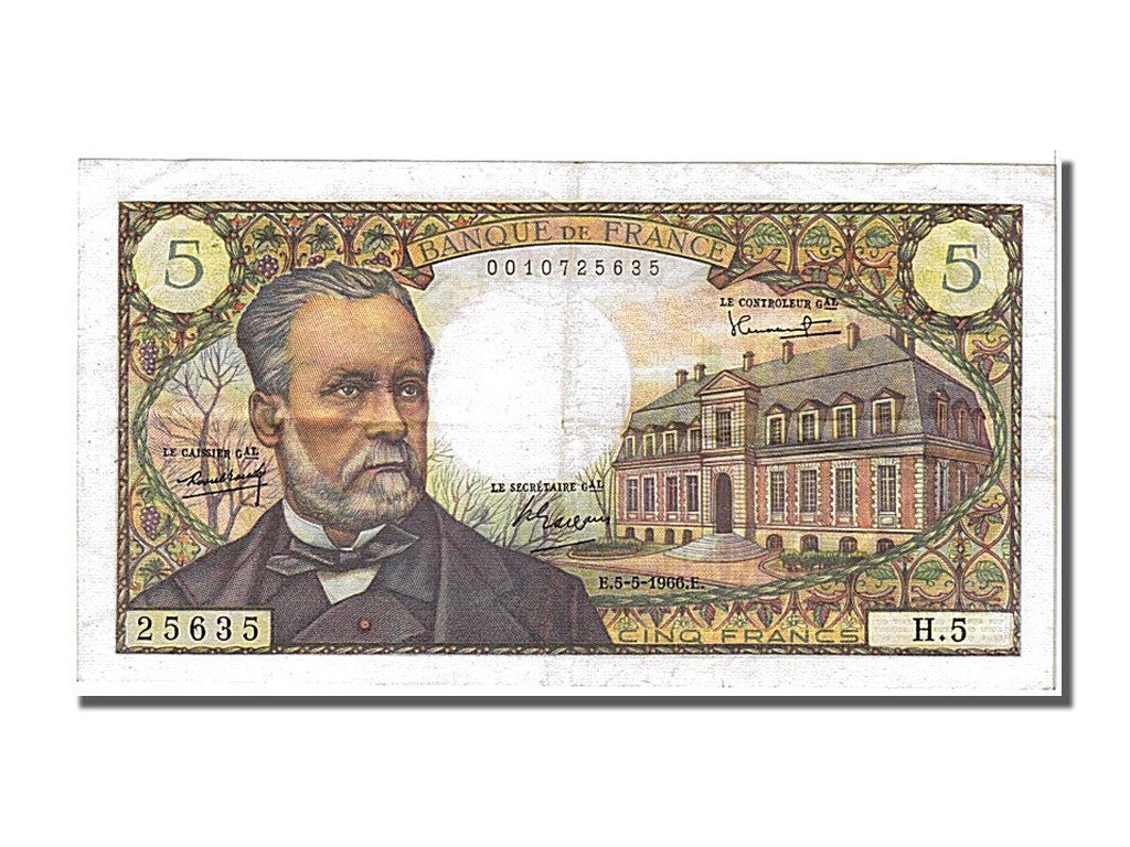 France, 5 Francs, 5 F 1966-1970 ''Pasteur'', 1966, KM #146a, 1966-05-05,...