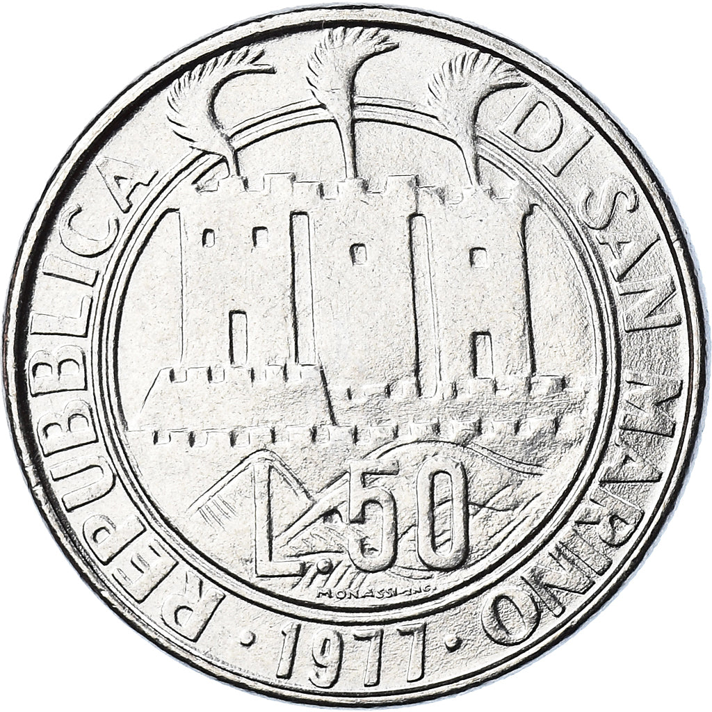 Moneda, San Marino, 50 Lire, 1977, Rome, FDC, FDC, Acero, KM:68