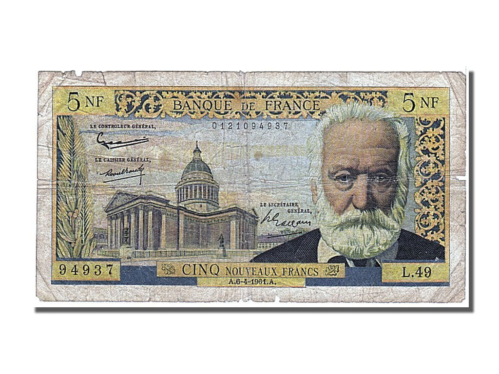 France, 5 Nouveaux Francs, 5 NF 1959-1965 ''Victor Hugo'', 1961, KM #141a,...
