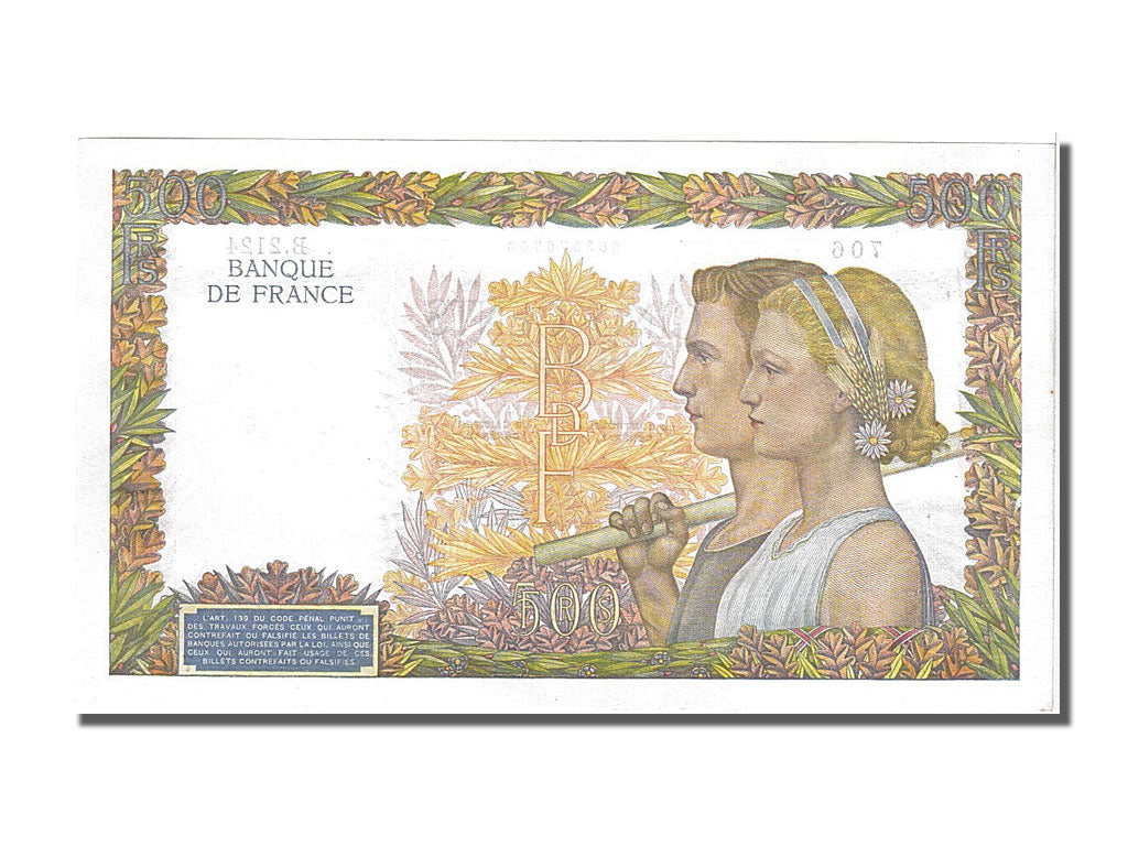 France, 500 Francs, 500 F 1940-1944 ''La Paix'', 1941, KM #95b, 1941-02-06,...
