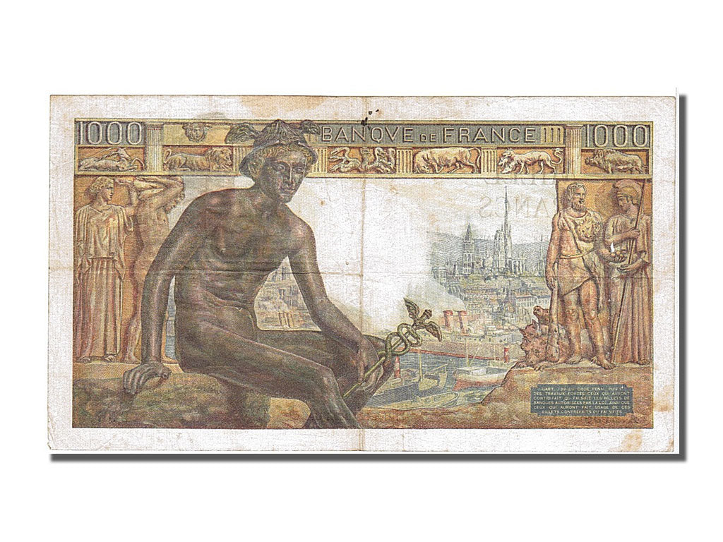 France, 1000 Francs, 1 000 F 1942-1943 ''Déesse Déméter'', 1942, KM #102, 194...