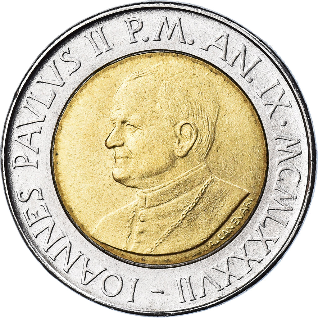 Moeda, CIDADE DO VATICANO, John Paul II, 500 Lire, 1987, FDC, MS(65-70)