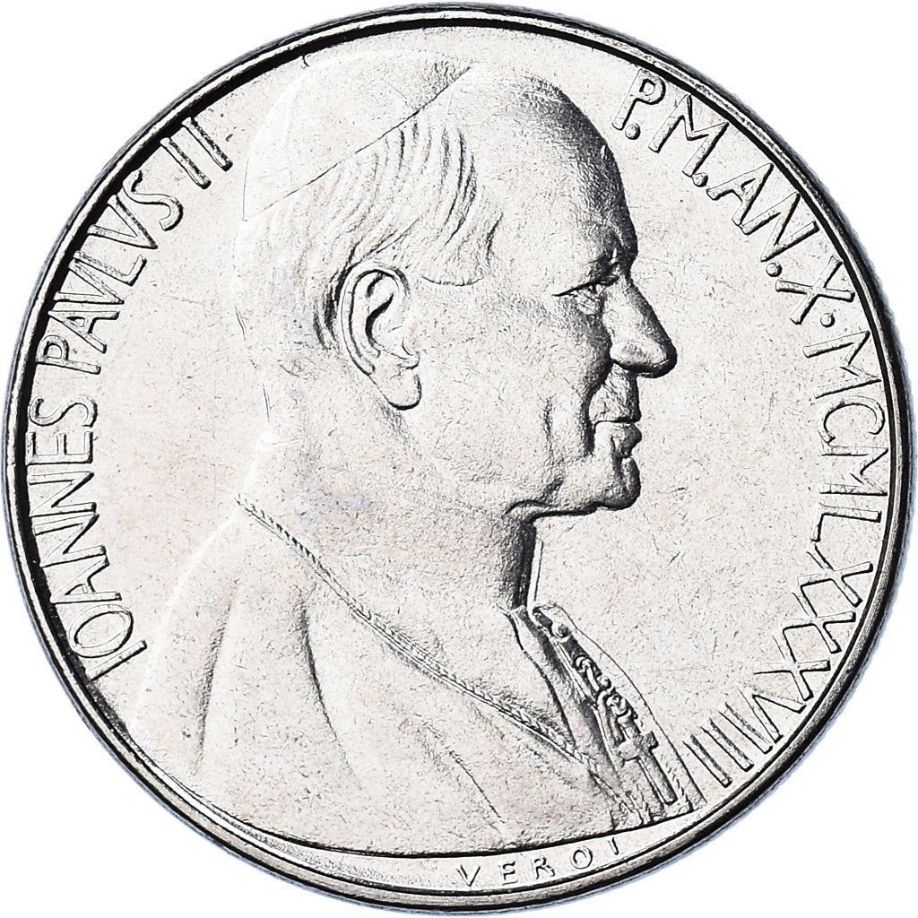 Coin, VATICAN CITY, John Paul II, 50 Lire, 1988, FDC, MS(65-70), Stainless