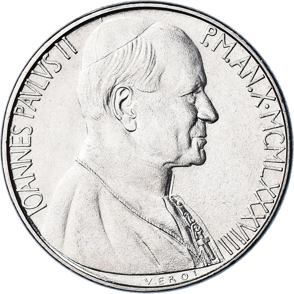 Coin, VATICAN CITY, John Paul II, 50 Lire, 1988, FDC, MS(65-70), Stainless