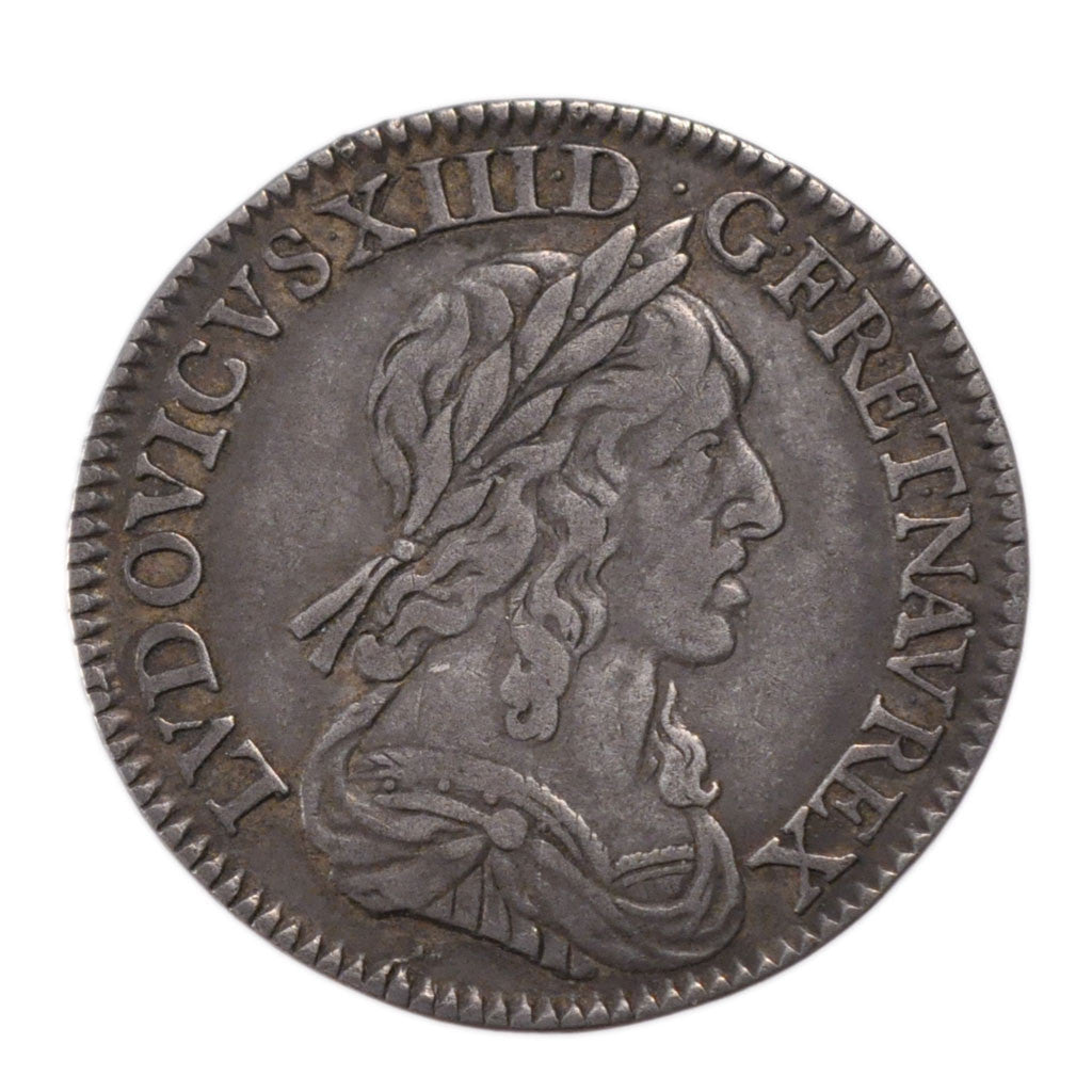 Monnaie, France, Louis XIII, 1/4 Écu 2e poinçon de Warin, buste drapé et