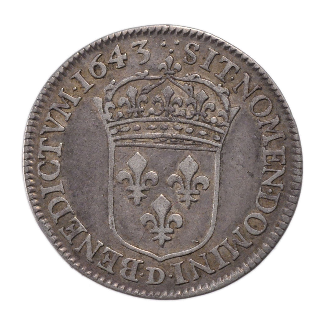 Monnaie, France, Louis XIII, 1/4 Écu 2e poinçon de Warin, buste drapé et