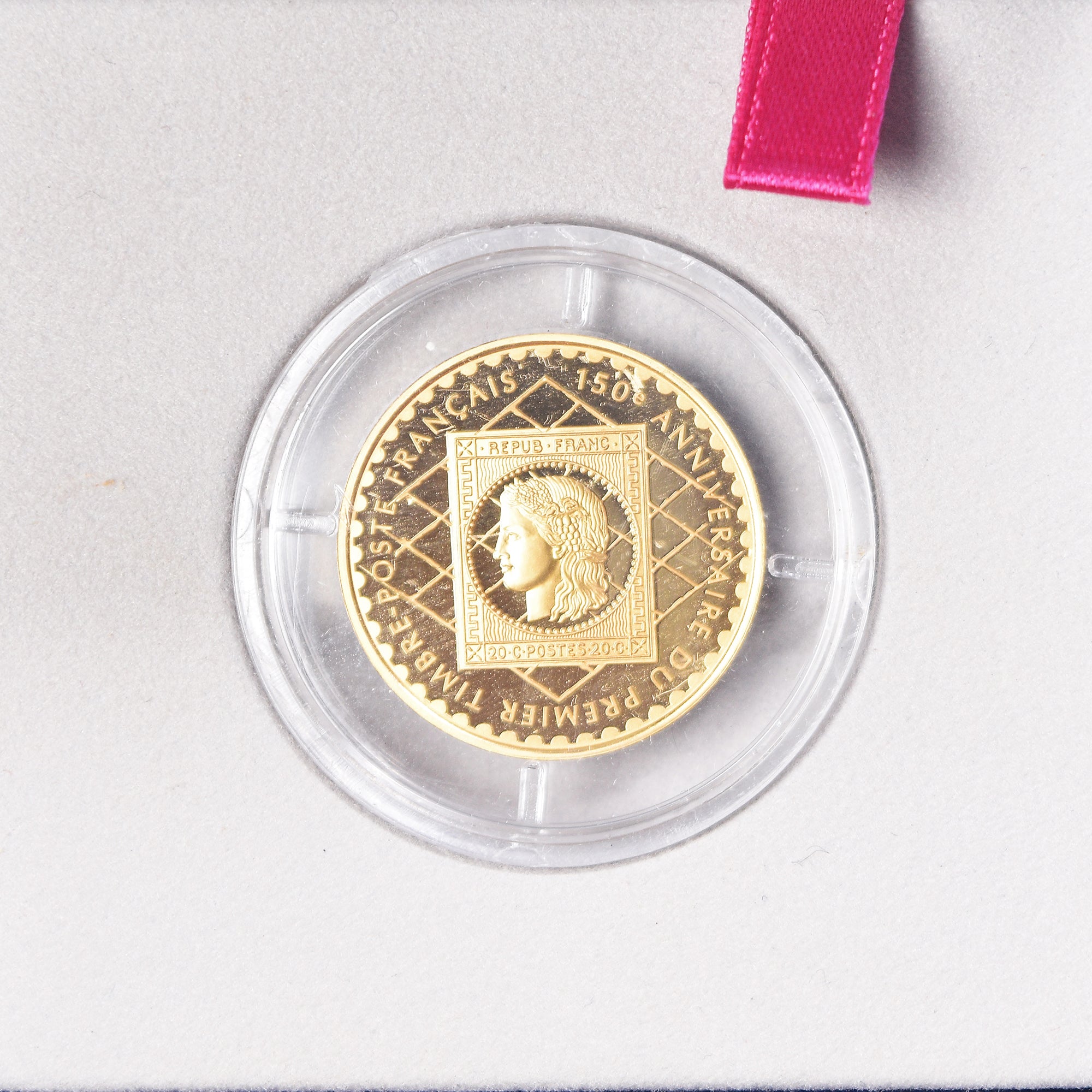 Moneda, Francia, 150th Anniversary French Postage Stamps, 50 Francs, 1999