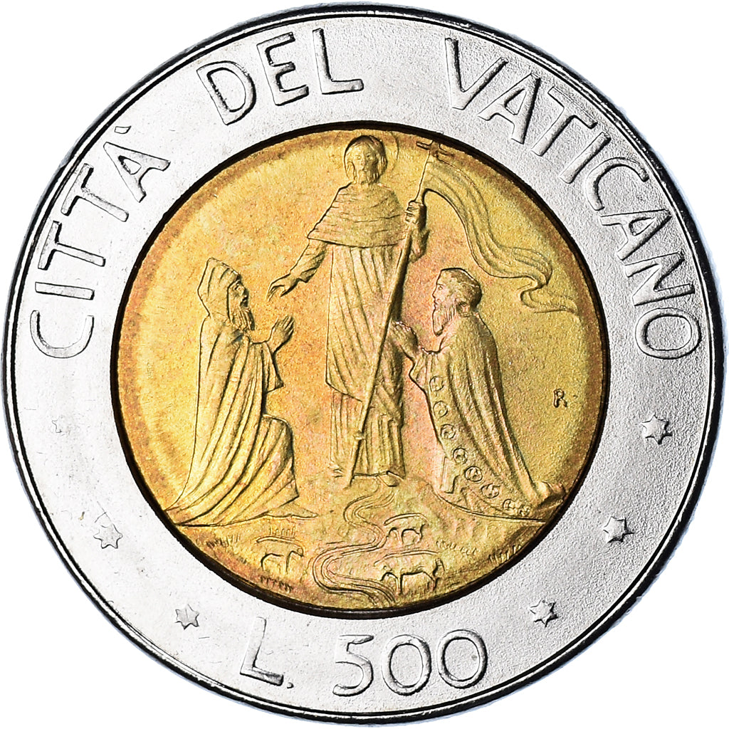 Coin, VATICAN CITY, John Paul II, 500 Lire, 1990, FDC, MS(65-70), Bi-Metallic