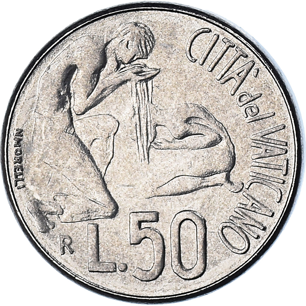 Coin, VATICAN CITY, John Paul II, 50 Lire, 1991, FDC, MS(65-70), Stainless