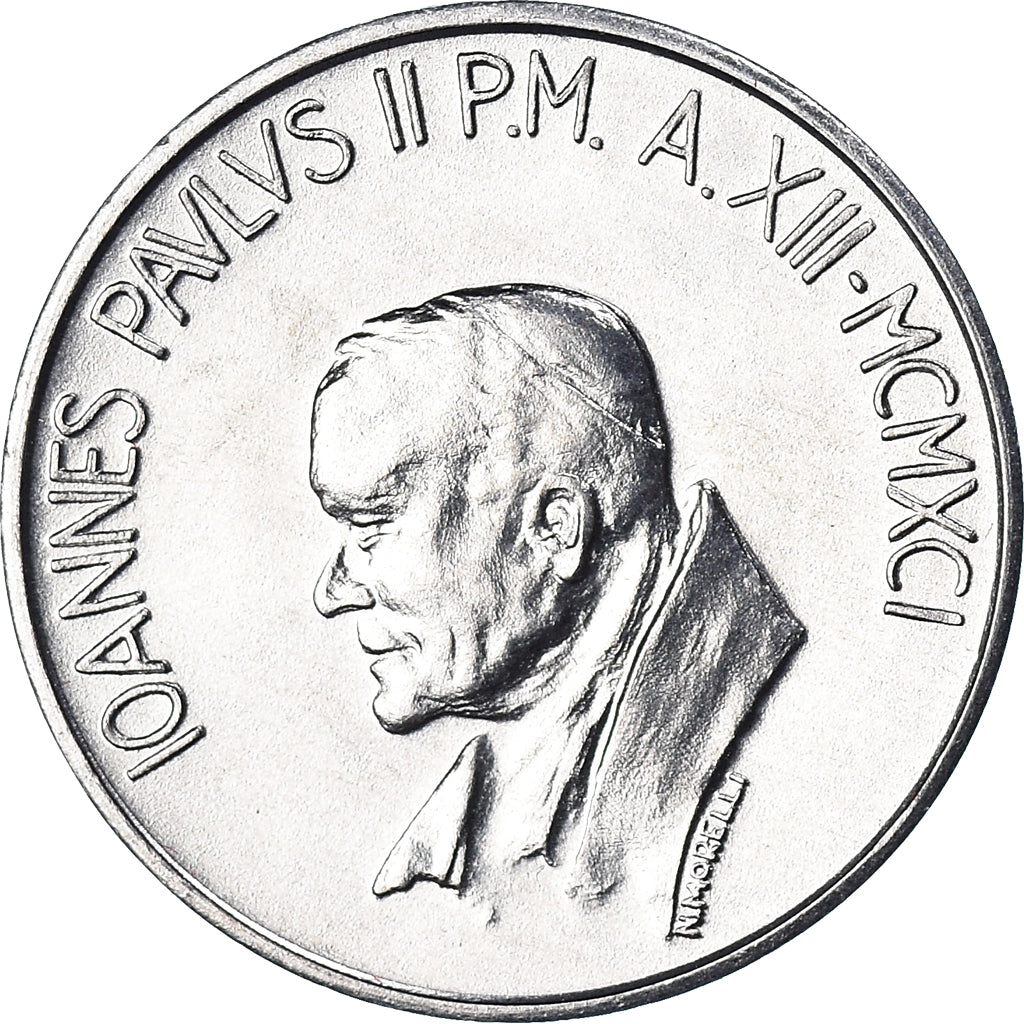 Coin, VATICAN CITY, John Paul II, 10 Lire, 1991, FDC, MS(65-70), Aluminum