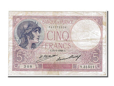 France, 5 Francs, 5 F 1917-1940 ''Violet'', 1928, KM #72d, 1928-01-11,...