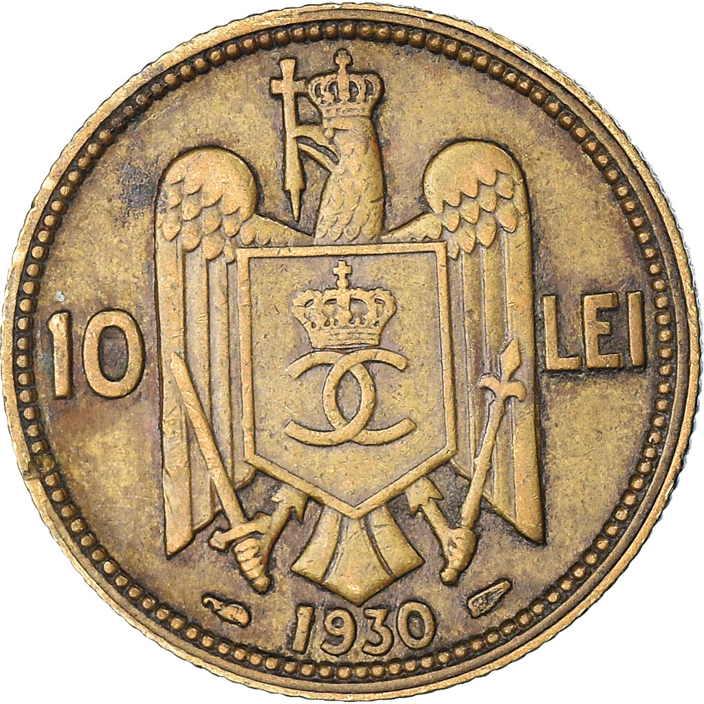 Moneta, Romania, Carol II, 10 Lei, 1930, BB, Nichel-ottone, KM:49