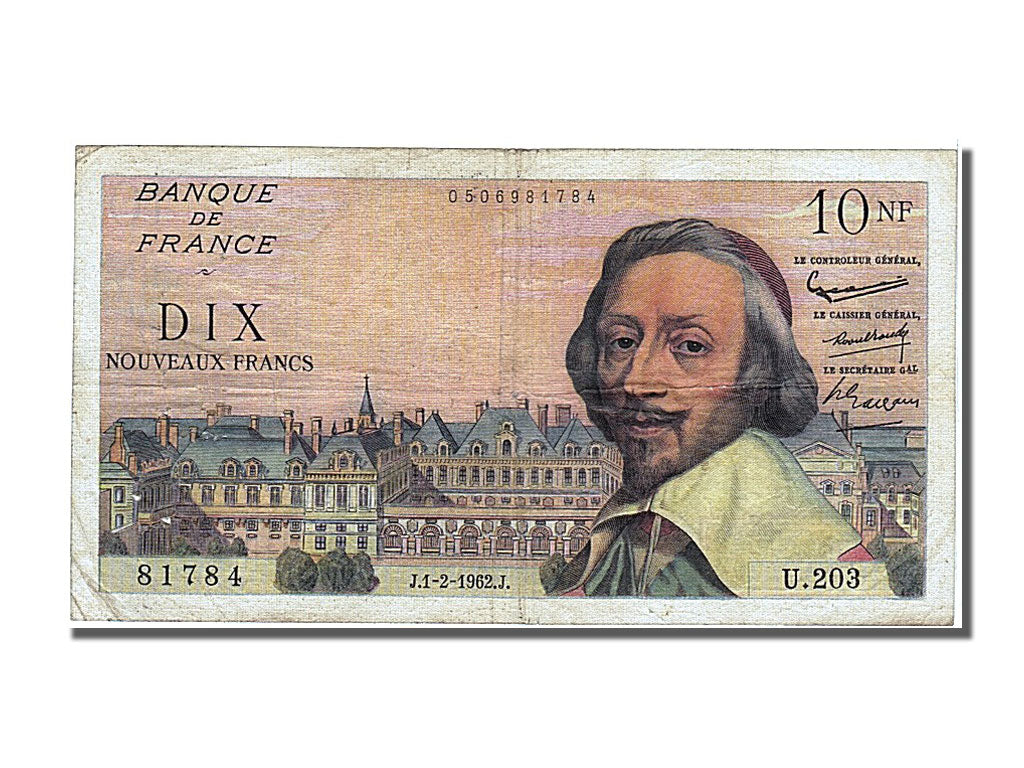 Francia, 10 Nouveaux Francs, 10 NF 1959-1963 ''Richelieu'', 1962, KM:142a, 19...