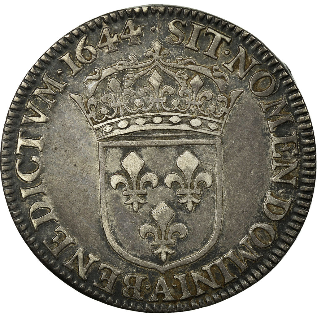Munten, Frankrijk, Louis XIV, 1/4 Écu à la mèche courte, 1/4 Ecu, 1644