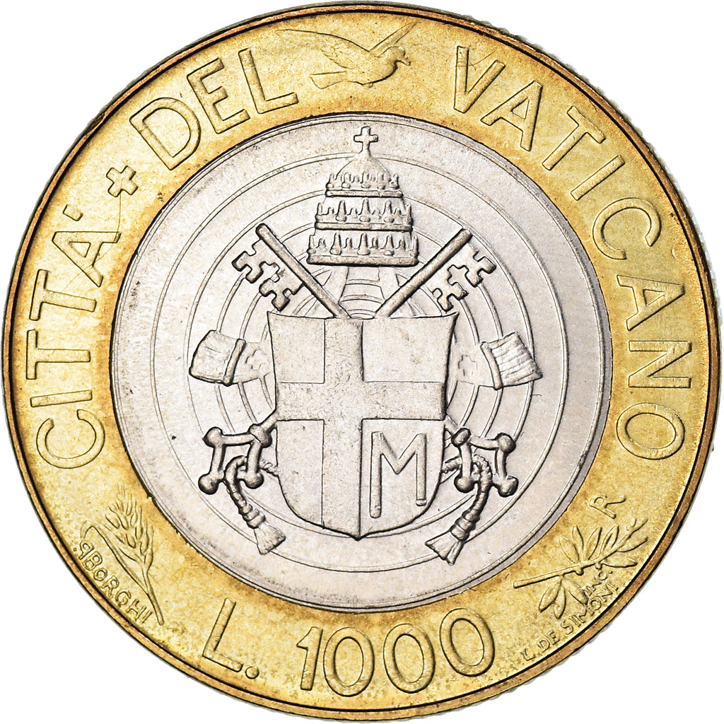 Coin, VATICAN CITY, John Paul II, 1000 Lire, 1998, FDC, MS(65-70), Bi-Metallic