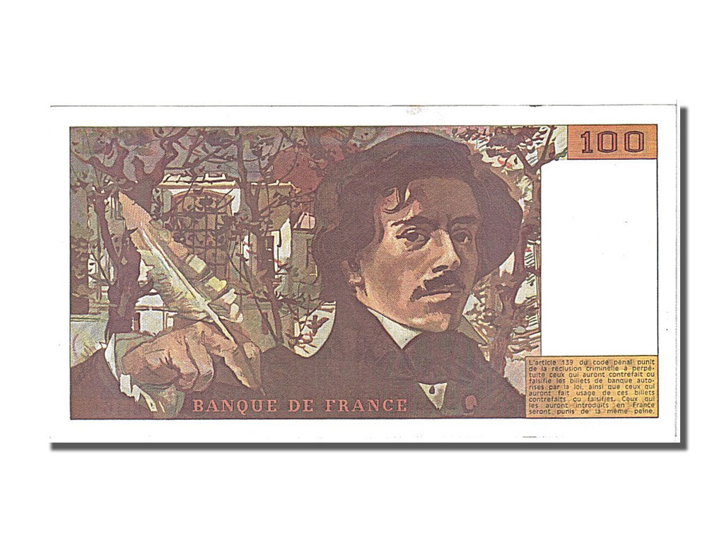 France, 100 Francs, 100 F 1978-1995 ''Delacroix'', 1990, KM #154e, UNC(63),...