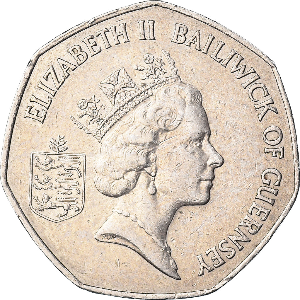 Coin, Guernsey, Elizabeth II, 50 Pence, 1986, EF(40-45), Copper-nickel, KM:45.1