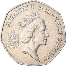 Coin, Guernsey, Elizabeth II, 50 Pence, 1986, EF(40-45), Copper-nickel, KM:45.1