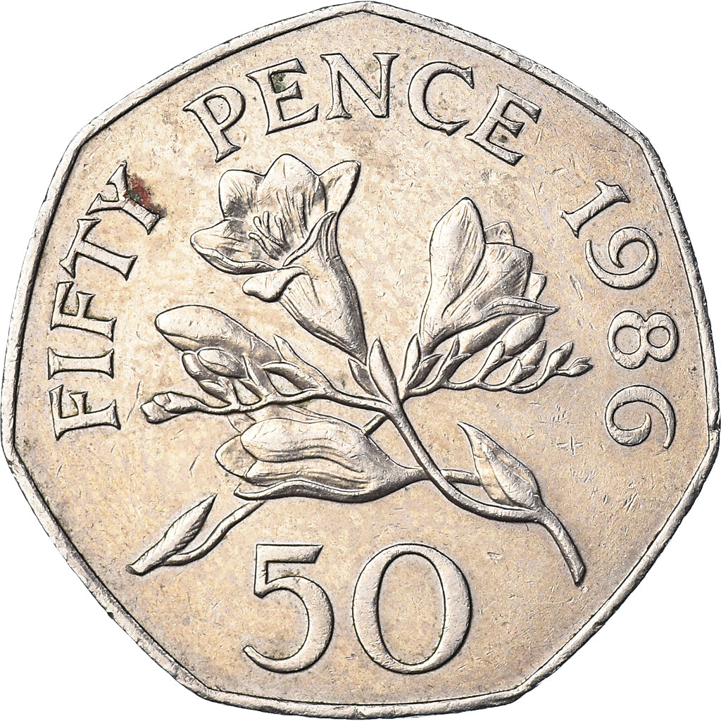 Coin, Guernsey, Elizabeth II, 50 Pence, 1986, EF(40-45), Copper-nickel, KM:45.1