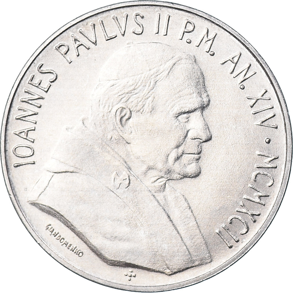 Münze, Vatikanstadt, John Paul II, 10 Lire, 1992, FDC, STGL, Aluminium, KM:236