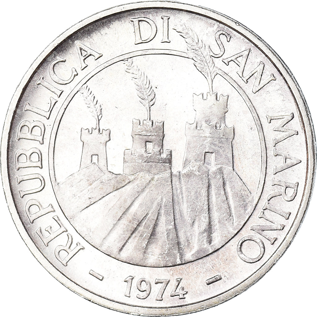 Coin, San Marino, 500 Lire, 1974, Rome, MS(65-70), Silver, KM:37