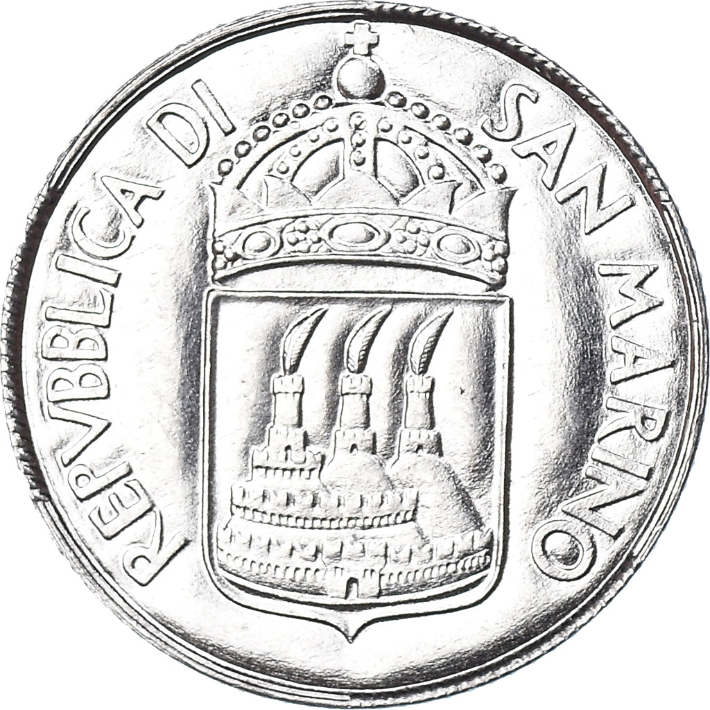 Coin, San Marino, 2 Lire, 1973, MS(65-70), Aluminum, KM:23