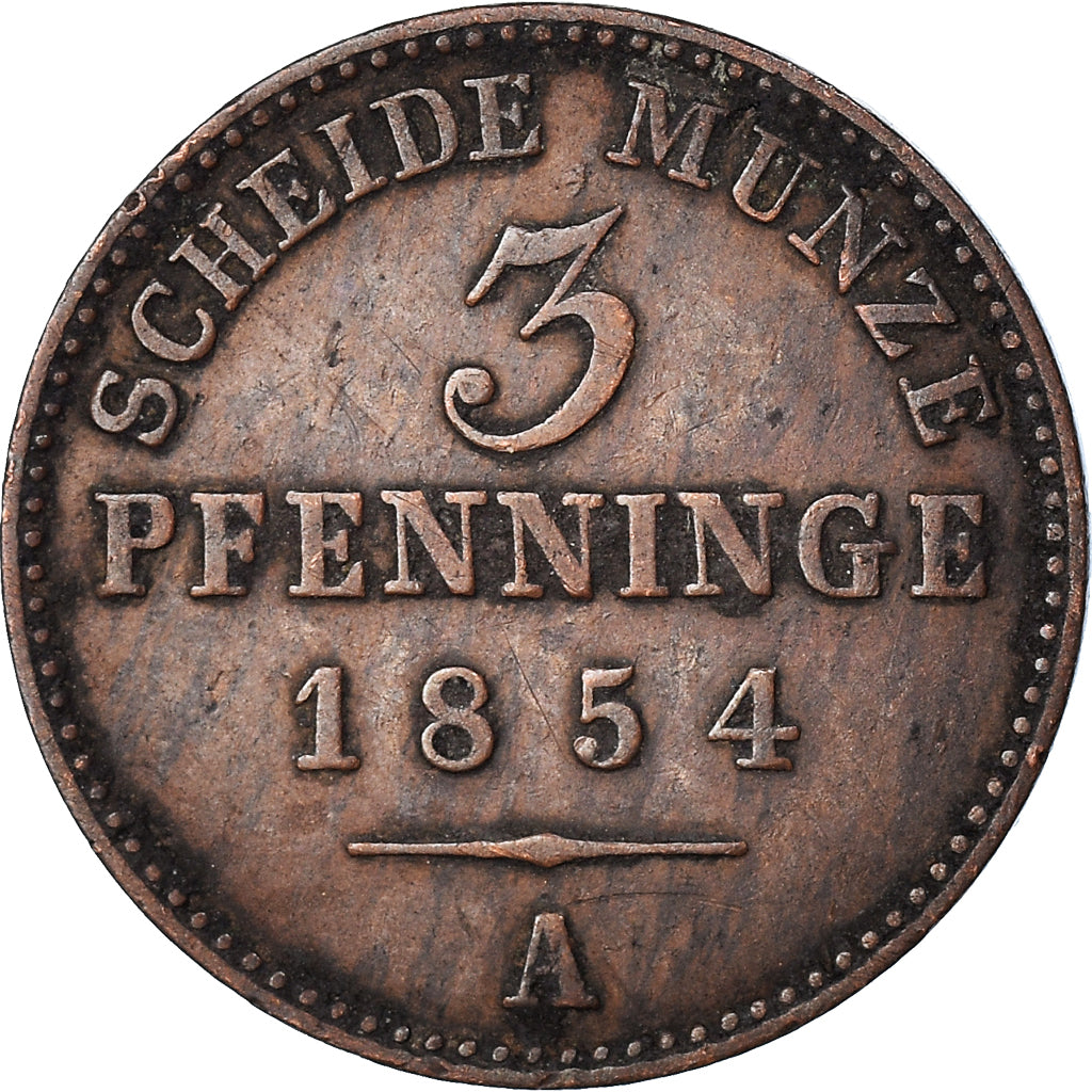 Coin, German States, PRUSSIA, Friedrich Wilhelm IV, 3 Pfennig, 1854, Berlin