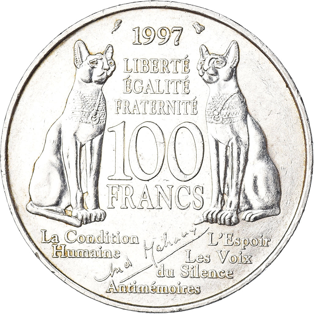Coin, France, 100 Francs, 1997, ANDRÉ MALRAUX, EF(40-45), Silver, Gadoury:954