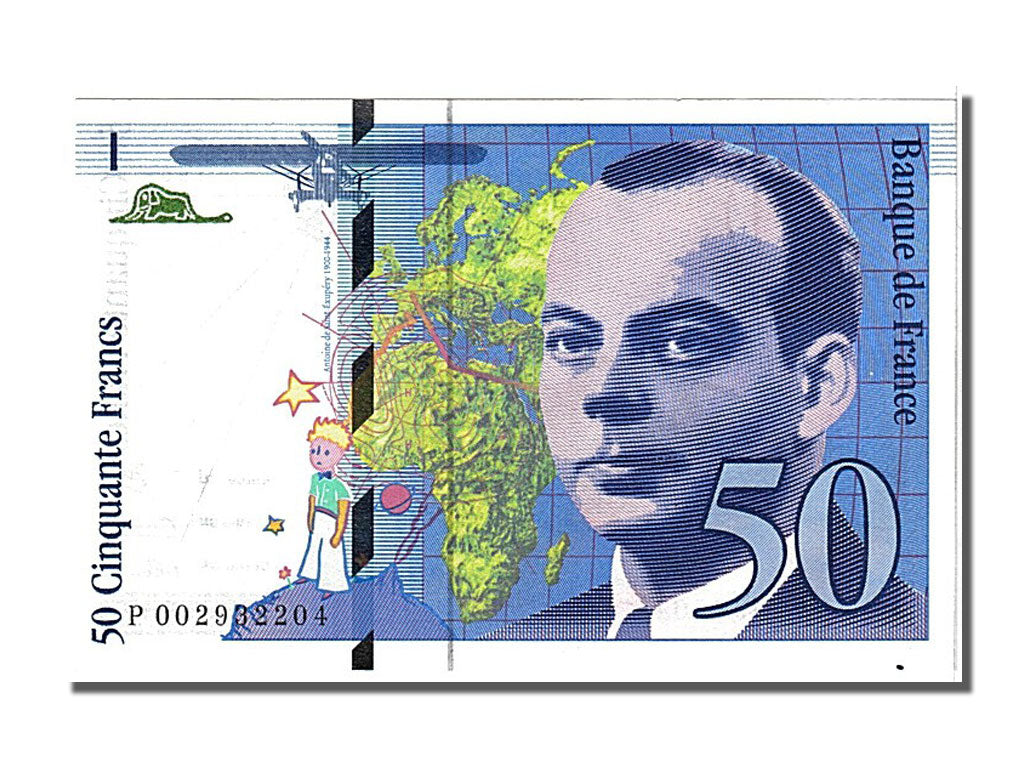 France, 50 Francs, 50 F 1992-1999 ''St Exupéry'', 1992, KM #157a, UNC(65-70), P,