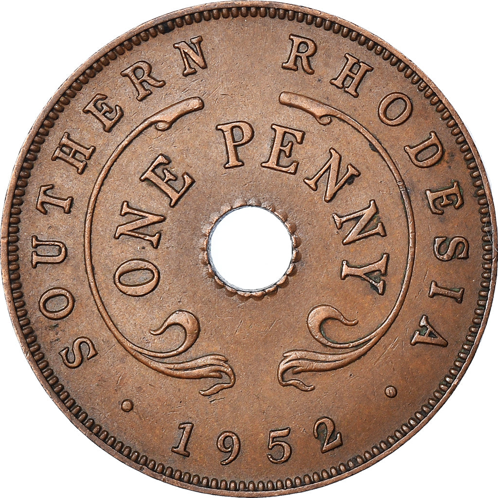 Moneda, Rodesia del Sur, George VI, Penny, 1952, British Royal Mint, MBC+
