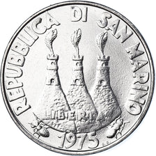 Moeda, San Marino, 100 Lire, 1975, MS(65-70), Aço, KM:46