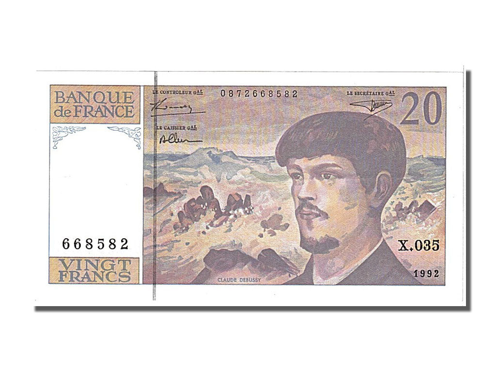 France, 20 Francs, 20 F 1980-1997 ''Debussy'', 1992, KM #151f, UNC(65-70),...