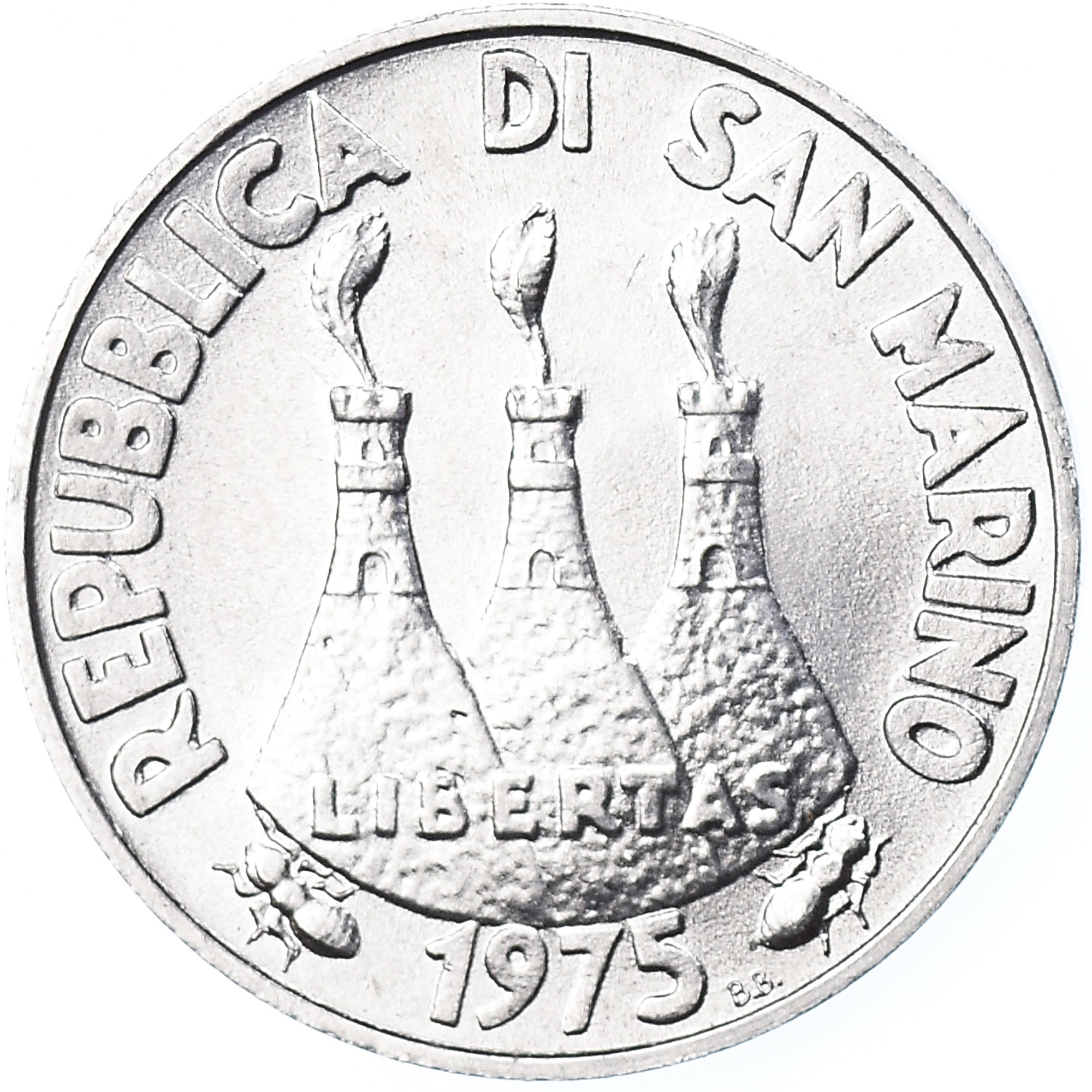 Coin, San Marino, 5 Lire, 1975, Rome, MS(65-70), Aluminum, KM:42