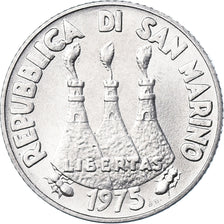 Coin, San Marino, 2 Lire, 1975, MS(65-70), Aluminum, KM:41