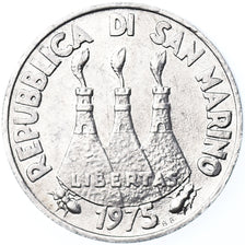 Coin, San Marino, Lira, 1975, MS(65-70), Aluminum, KM:40