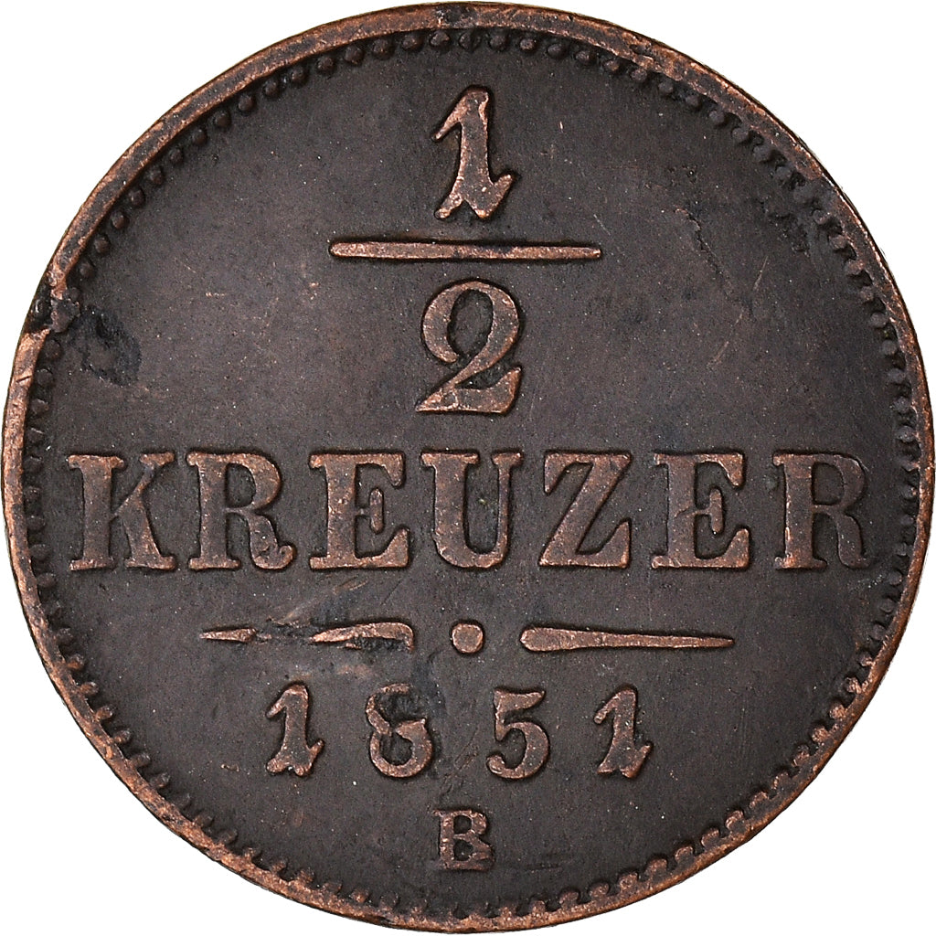 Coin, Austria, Franz Joseph I, 1/2 Kreuzer, 1851, Kremnitz, EF(40-45), Copper