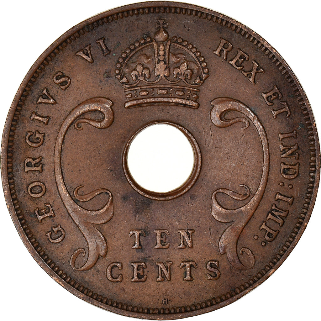 Moeda, ÁFRICA ORIENTAL, George VI, 10 Cents, 1939, AU(50-53), Bronze, KM:26.1