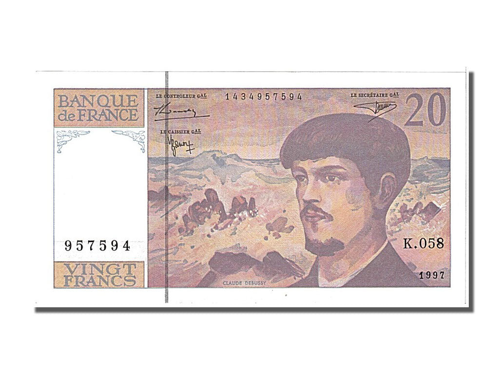 France, 20 Francs, 20 F 1980-1997 ''Debussy'', 1997, KM #151i, UNC(65-70),...