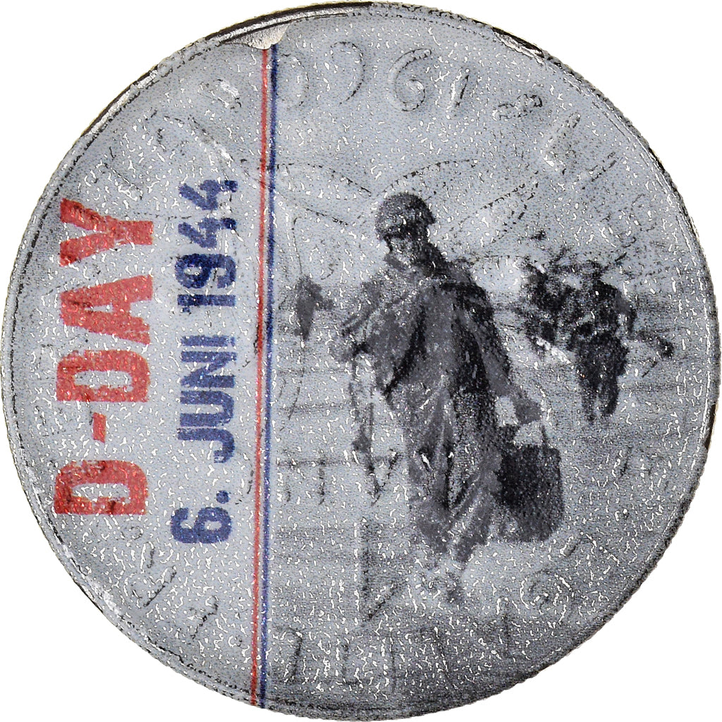 Moneta, Francja, Semeuse, Franc, 1960, Paris, Fantaisy Coinage .Colorized D-Day