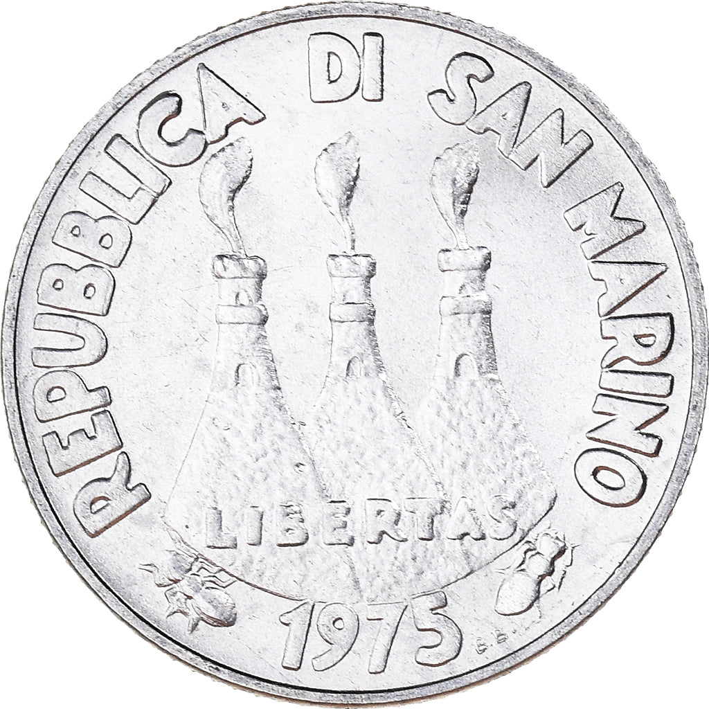 Moneta, San Marino, 2 Lire, 1975, FDC, Alluminio, KM:41