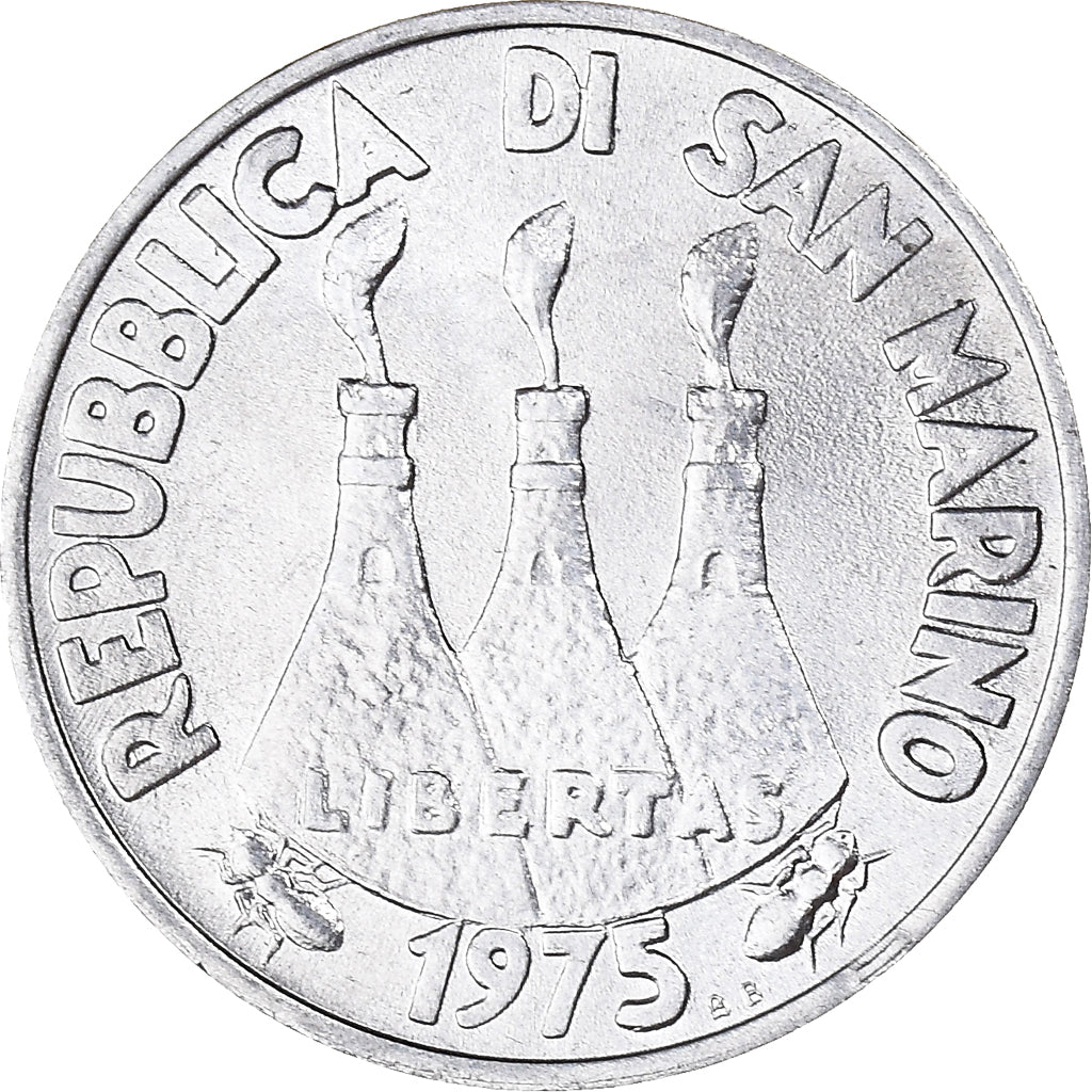 Münze, San Marino, Lira, 1975, STGL, Aluminium, KM:40