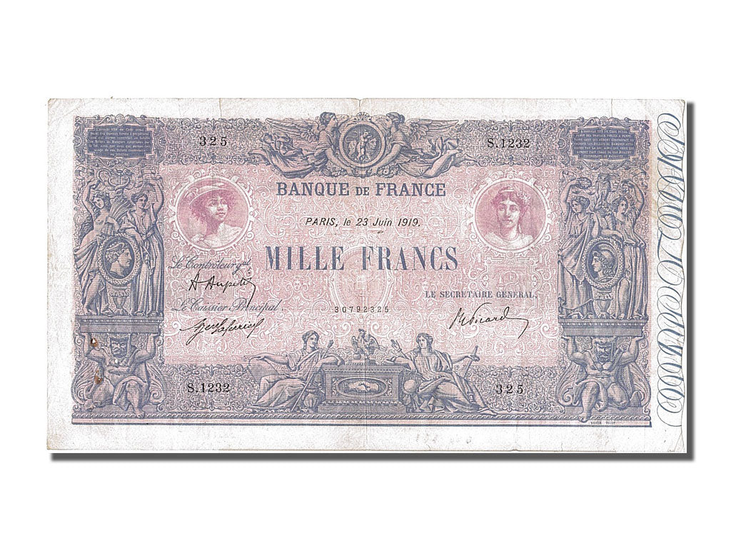 Billet, France, 1000 Francs, 1 000 F 1889-1926 ''Bleu et Rose'', 1919