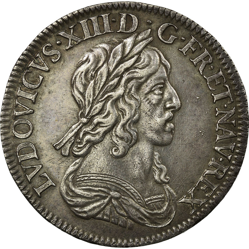 Coin, France, Louis XIII, 1/4 Écu 2e poinçon de Warin, buste drapé et