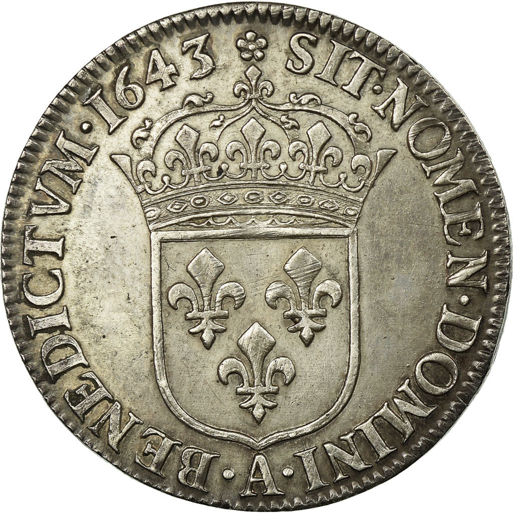 Coin, France, Louis XIII, 1/4 Écu 2e poinçon de Warin, buste drapé et