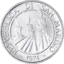 Coin, San Marino, 2 Lire, 1974, MS(65-70), Aluminum, KM:31