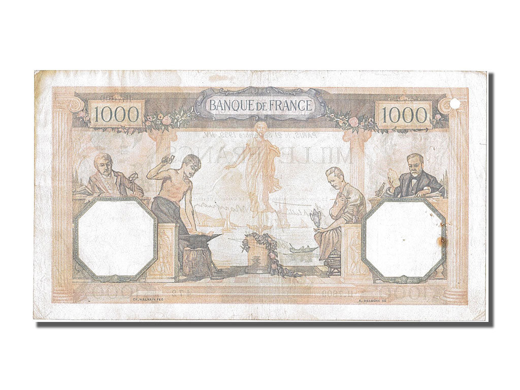 France, 500 Francs, 1 000 F 1927-1940 ''Cérès et Mercure'', 1939, KM #88c, 1...