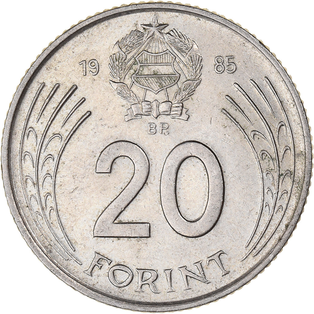 Moneta, Węgry, 20 Forint, 1985, EF(40-45), Miedź-Nikiel, KM:630