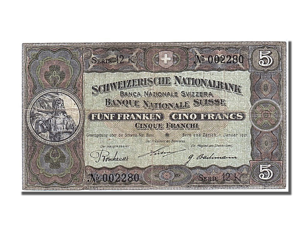 Banknote, Switzerland, 5 Franken, 1921, 1921-01-01, VF(30-35)