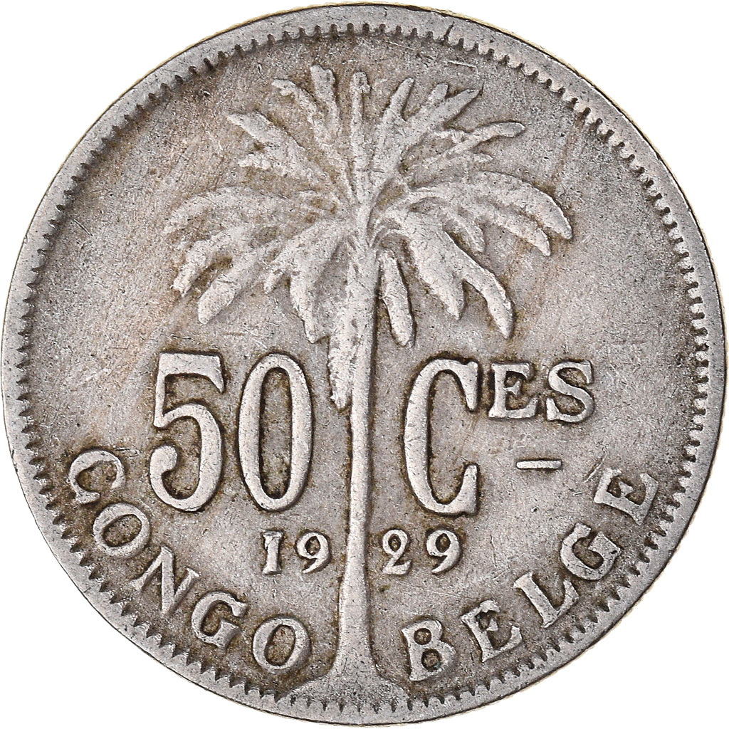 Coin, Belgian Congo, 50 Centimes, 1929, VF(30-35), Copper-nickel, KM:22