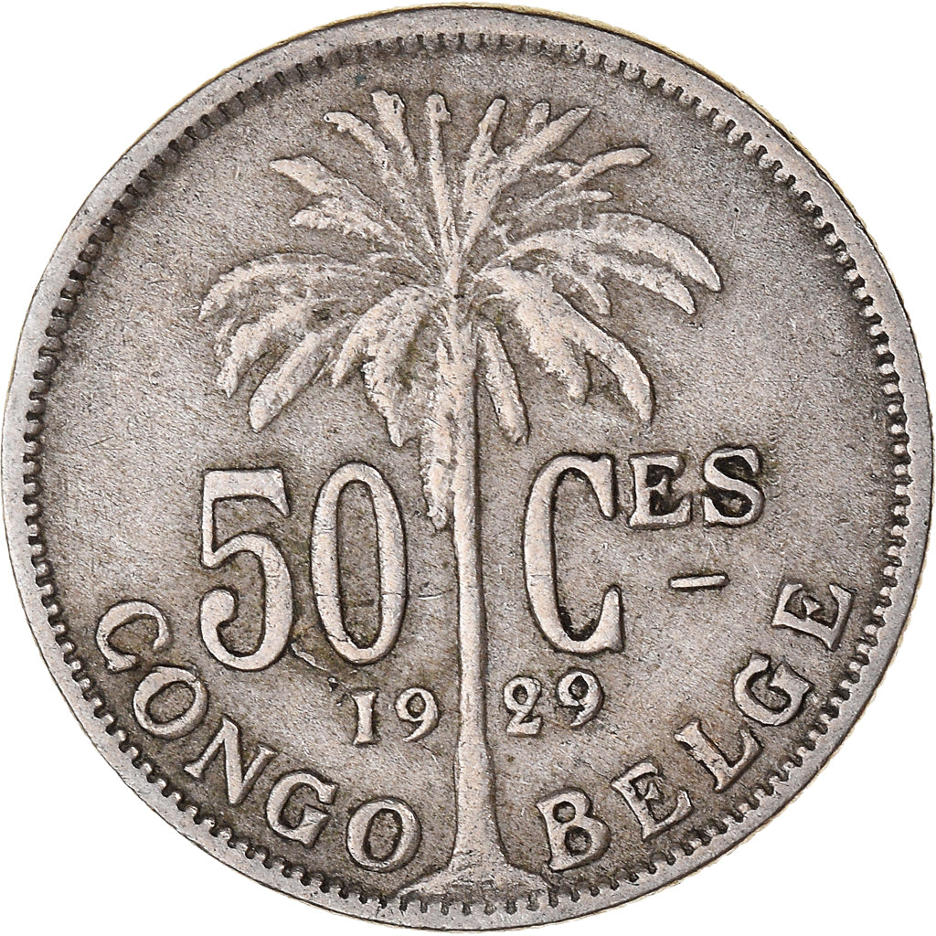Coin, Belgian Congo, 50 Centimes, 1929, VF(30-35), Copper-nickel, KM:22